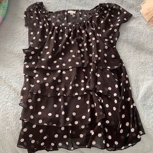 Back is shear front is not. Black and white dots